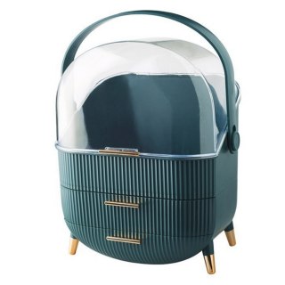 ORGANIZER NA KOSMETYKI OTWIERANA PORYWA TRANSPARENTNA DWIE SZUFLADY ZIELONY