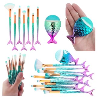 ZESTAW PĘDZELKÓW DO MAKIJAŻU SYRENI OGON FIOLETOWO-ZIELONE 8SZT.