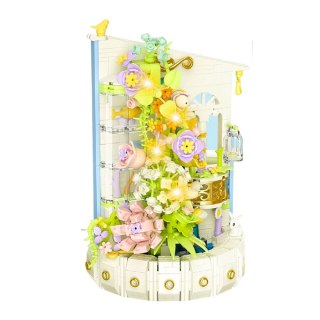 KLOCKI KONSTRUKCYJNE KOMPOZYCJA KWIATOWA Z WIEŻĄ ŚWIATŁA LED 632 EL.