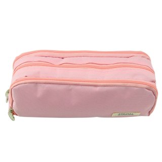 PIÓRNIK SZKOLNY DWIE KOMORY KIESZEŃ FRONTOWA RÓŻOWY 23x9 CM