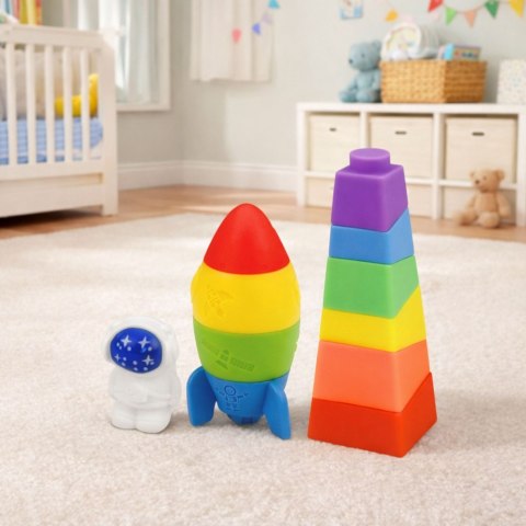 Zestaw Klocki Gumowe Wieża Rakieta Kosmonauta Kolorowe 11 el.