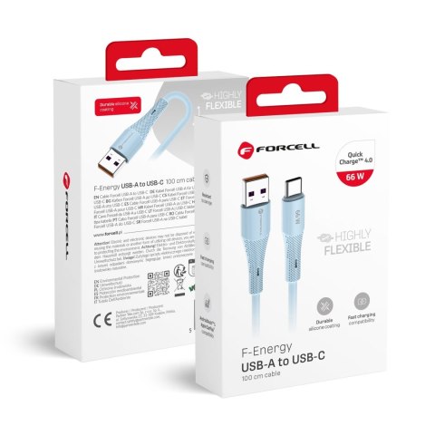 Kabel USB A do USB C Forcell F-Energy QC4.0 3A 66W Silicone 1 m C342 niebieski