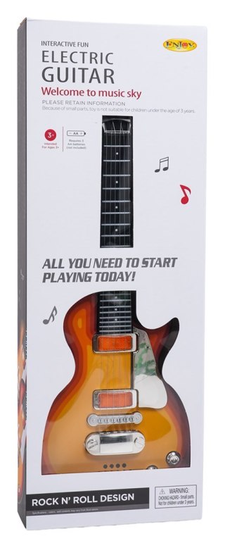 Elektryczna Gitara dla dzieci 3+ czerwone drewno + Słuchawki z mikrofonem + Dźwięki Światła