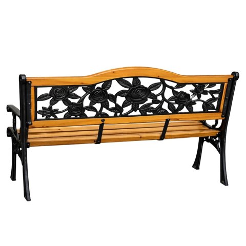 Ławka Ogrodowa Drewniana Metalowa Ławeczka Parkowa z oparciem