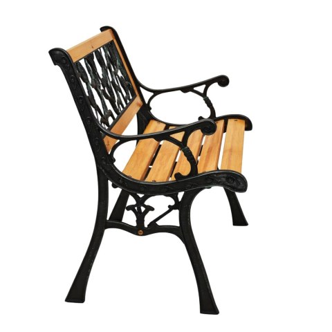 Ławka Ogrodowa Drewniana Metalowa Ławeczka Parkowa Ogrodowa z oparciem