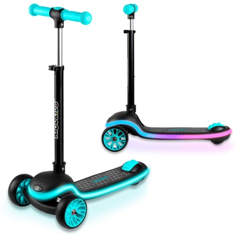 Hulajnoga trójkołowa dla dzieci balansowa LED Ricokids Leddi - czarno-turkusowa