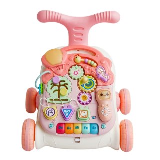 Chodzik Edukacyjny Stolik Panel Interaktywny Stolik 5w1 Różowy