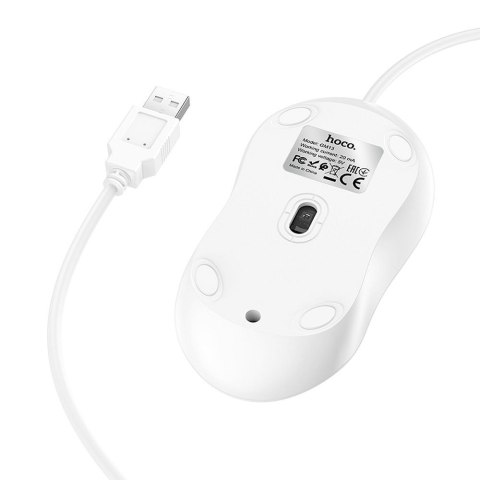 Myszka przewodowa Hoco USB A 1600 dpi GM13 biała