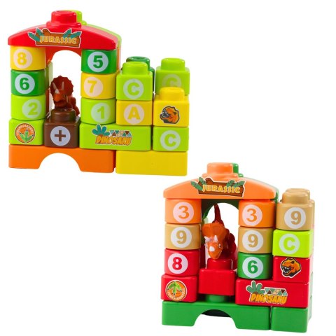 KLOCKI KONSTRUKCYJNE EDUKACYJNE W TORBIE DINOZAURY CYFRY LITERY 91 EL.