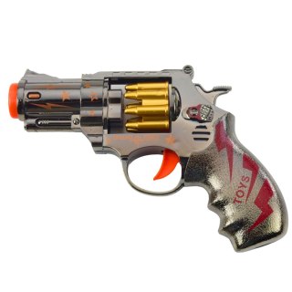 PISTOLET ZABAWKOWY REWOLWER OBROTOWY MAGAZYNEK ŚWIATŁA DŹWIĘKI