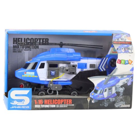 HELIKOPTER POLICYJNY HAK NOSZE ŚWIATŁA DŹWIĘKI NIEBIESKI 1:16