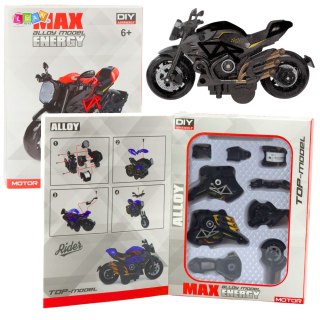 MOTOCYKL DO SKŁADANIA SKRĘCANIA METAL 1:14 DIY ZŁOTE ELEMENTY CZARNY
