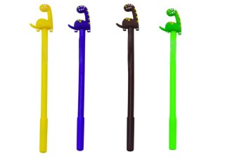 DŁUGOPIS Z DINOZAUREM ZATYCZKA CZARNY WKŁAD MIx BRĄZOWY ŻÓŁTY 0.5MM