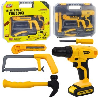 ZESTAW MAJSTERKOWICZA WIERTARKO-WKRĘTARKA NARZĘDZIA ŚWIATŁA DŹWIĘKI WALIZKA