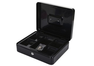 KASETKA SKRZYNKA NA PIENIĄDZE METALOWA Z PRZEGRÓDKAMI 2 KLUCZYKI CZARNA