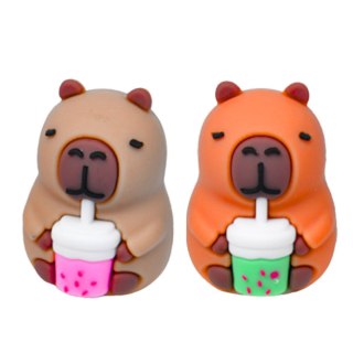 STRUGACZKA KAPIBARA Z KUBKIEM SZKOLNA BIUROWA BRĄZOWA