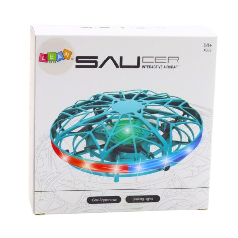 Dron UFO Sterowany Ręką RC Światła LED Turkusowy