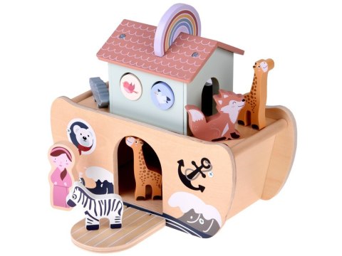 DREWNIANA ARKA NOEGO + FIGURKI ZWIERZĄT EDUKACYJNA ZABAWKA SORTER ZA5931