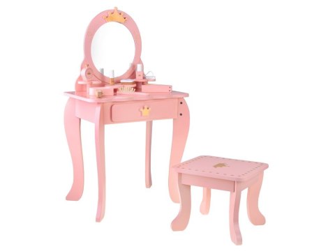 DREWNIANA KRÓLEWSKA TOALETKA Z LUSTREM + KRZESEŁKO + AKCESORIA ZA5934