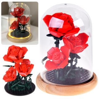 KLOCKI KONSTRUKCYJNE PODŚWIETLANA RÓŻA POD KOPUŁĄ - KWIATY 219-ELE ZA5901