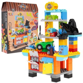 KLOCKI KONSTRUKCYJNE WARSZTAT MAJSTERKOWICZA DLA DZIECI 3+ NARZĘDZIA + AUTKO + POMPOWANIE KÓŁ + AKCESORIA 92 EL.