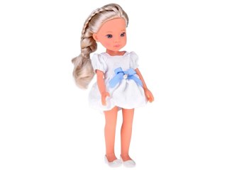 LOVELY GIRL UROCZA LALKA W BIAŁEJ SUKIENCE Z NIEBIESKĄ KOKARDKĄ 33CM ZA5850