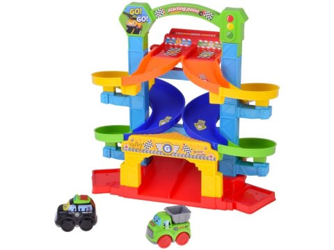 ZESTAW SPIRALNY TOR SAMOCHODOWY + AUTKO POLICJA I WYWROTKA 19-ELE ZA5692