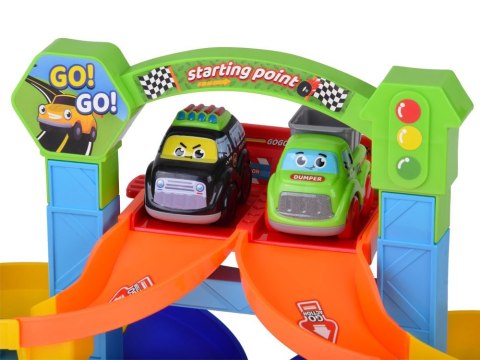 ZESTAW SPIRALNY TOR SAMOCHODOWY + AUTKO POLICJA I WYWROTKA 19-ELE ZA5692