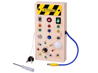 Drewniana TABLICA manipulacyjna Montessori - elektryczne diody LED ZA5944